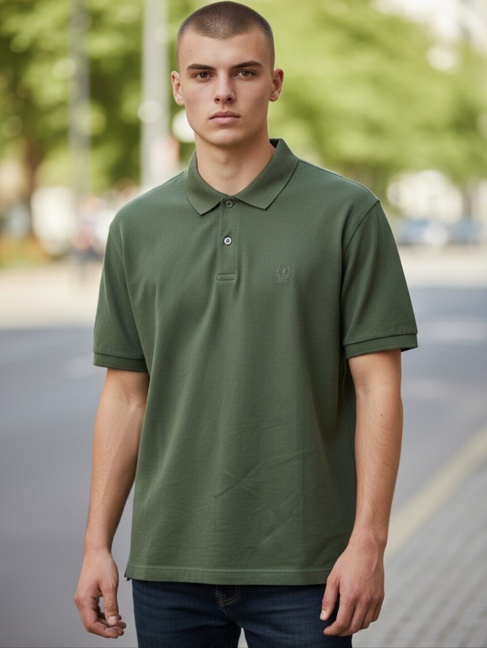 Izod Men's Green Cotton Polo